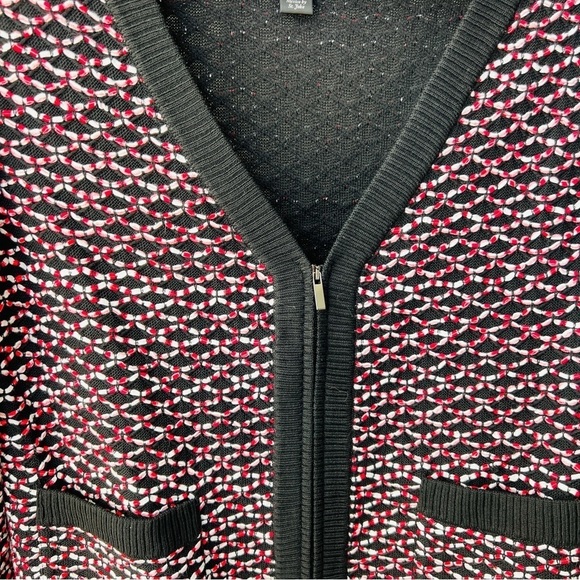 St. John textured Knit jacket, black/red, Size M E26 - Picture 7 of 11